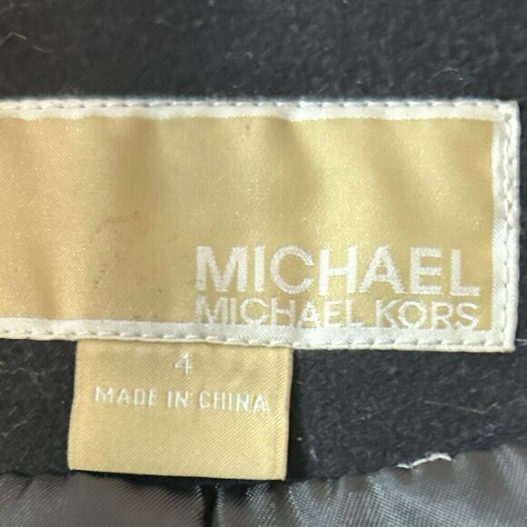 Michael Kors Wool Blend Peacoat Zipper Front Toggle Black Button Size 4 - Picture 15 of 16